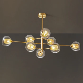 Moderno Nórdicos Cobre LED Lustres lâmpada de Casa, sala de estar, sala de Jantar, Quarto de Iluminação Interior, as Luzes de Decoração do Vidro da luminária