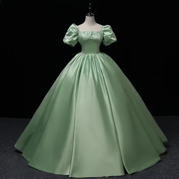 Verde novo vestido de noite high-end nobre e elegante de luz de luxo temperamento elegante, sexy banquete host oficial desempenho do partido qua