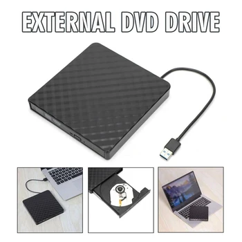1pc Externo Portátil de CD/DVD na área de Trabalho Drive Portátil de Alta Velocidade USB 3.0, leitor de DVD/CD-Rom Gravador Gravador Gravador Para o PC Portáteis