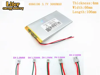 4066106 3000mah 3.7 V bateria recarregável de polímero DE 3.7 V bateria 3000MAH 4066106 PLUG Tablet PC da bateria de polímero de Lítio