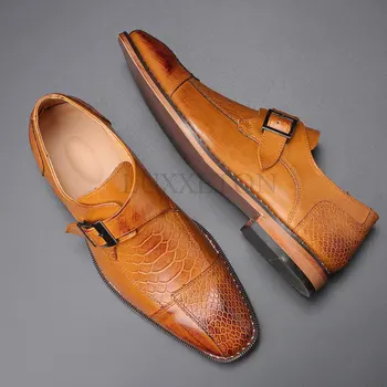 Os Homens De Negócio Formal Sapatos De Salto Baixo Sola Grossa Office Britânico Festa De Casamento De Moda Black Plus Size 2022 Novo