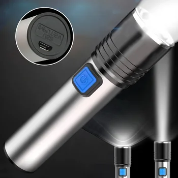 Multifunções Led Zoom Lanterna Recarregável USB Tático 3 Modos de Iluminação Ultra Brilhante para o Exterior Acampamento de Ciclismo de Luz de Flash