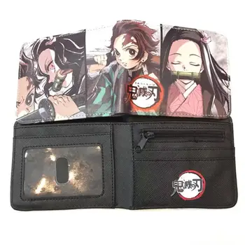 Anime Demon Slayer: Kimetsu não Yaiba Sintético Carteira Kamado Tanjirou Cartão Carteira com bolso de Moedas do titular do cartão de Bolsa de Moda