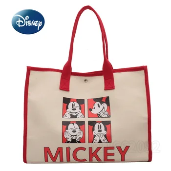 Mickey de Disney 2022 Nova Tela Bolsa de Luxo da Marca de Moda feminina Bolsa de Ombro Bonito dos desenhos animados de Grande Capacidade do Aluno de Bolsa