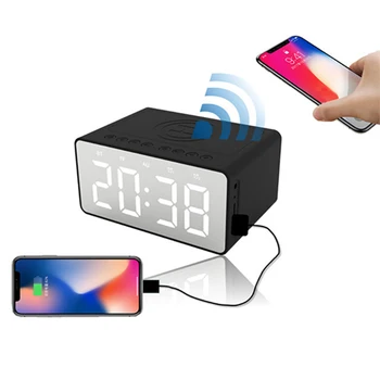 2021 Carregador sem Fio do Alarme do Relógio Bluetooth alto-Falante LED Smart Relógio Digital Eletrônica Relógios despertador Quarto Decoração