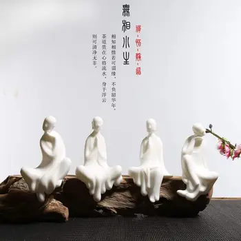 KJYHXX de Cerâmica Branca Little Buddha Monge Móveis feitos à mão o Deco Home de Budismo Presente Criativo (Zen)