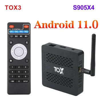 Novo TOX3 S905X4 Android 11.0 TV Caixa de 4GB a 32GB Set-top Box 2.4 G 5G wi-Fi BT4.1 1000M 4K TVBOX VS X96 Max PRO X4 frete Grátis Melhor