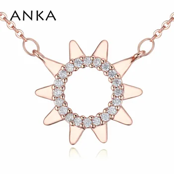ANKA roda do sol pingente de luxo colares feitos com zircão CZ sol em forma de colar round festa para as mulheres jóia da menina #125254