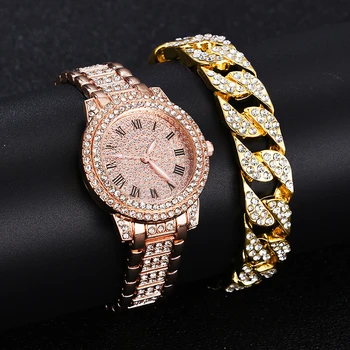 Relógio de ouro Senhoras Relógios de Pulso da Marca de Luxo Strass Mulheres Pulseira Relógios Feminino Relógio Feminino Diamante Mulheres Relógios