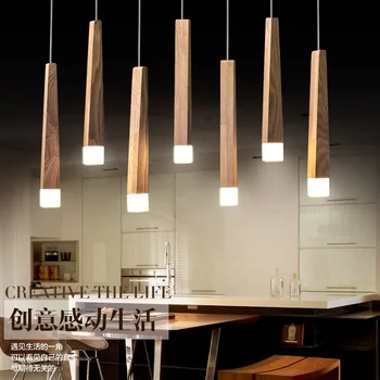 Nordic arte em madeira LED luminária para o restaurante café bar de madeira maciça vara simples lâmpada