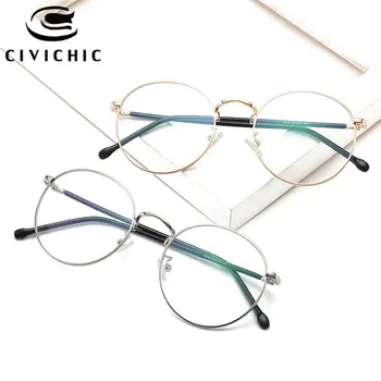 CIVICHIC Retro Rodada de Simples Óculos Estudioso Geral Limpar Lente de Óculos Clássico Óptico Oculos Unisex Televisão Lunetas com Caixa de E301