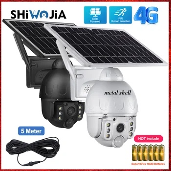 SHIWOJIA Cartão de 4G Solar Exterior da Câmera PTZ do CCTV da Segurança DE 7,8 c Painel Solar de Duas vias de Áudio Home Metal Shell de Vigilância de Vídeo Cam