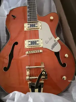 Frete grátis cor laranja Falcon com bigbys Semi Oca Corpo de Guitarra de Jazz 6120 de alta qualidade em stock 62
