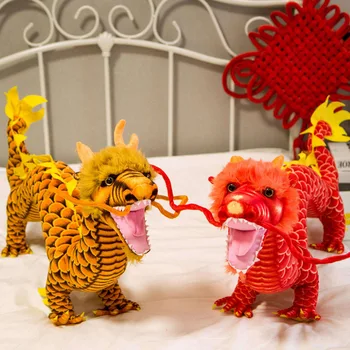Simulação de Dragão de Pelúcia do Dragão Chinês Boneca Boneca Boneca Crianças do Zodíaco Ano do Dragão Mascote Ornamentos