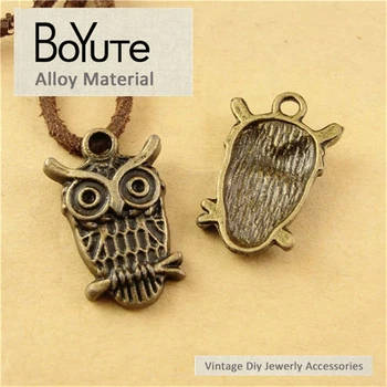BoYuTe (60 Peças/Lote) 13*22MM Vintage Liga de Zinco Materiais Antique Bronze Banhado a Coruja Pingentes para Diy Componentes da Jóia