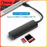 RYRA Tipo-C HUB USB Hub USB 3.0 USB 2.0 TF / SD 5 Porta Multi Divisor de OTG Para a Lenovo, HUAWEI Xiaomi Liga de Alumínio Concentrador USB 3.0
