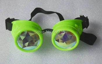 Steam punk caleidoscópio de óculos de proteção óculos de moldura Verde caleidoscópio óculos