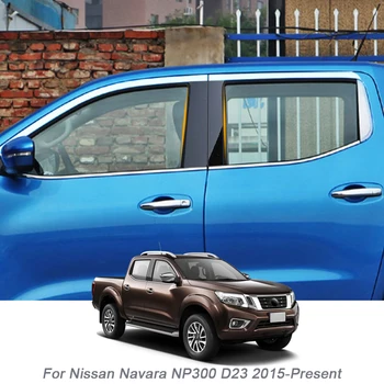 4PCS de PVC Janela do Carro do Centro de Pilar Adesivo Para Nissan Navara NP300 D23 2015-2024 Guarnição Anti-arranhões Filme Auto Acessórios Externos