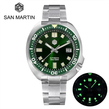 San Martin Diver Mens Relógios Tartaruga Relógio Automático do relógio de Pulso Mecânico de Mergulho 200M Impermeável Luminosa NH35 cristal de Safira