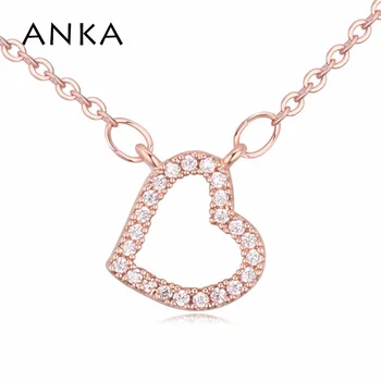 ANKA mulheres cor de ouro brilhante colar de corte AAA cúbicos de zircônia para sempre do amor do coração pingente de colar de jóias acessórios #116098