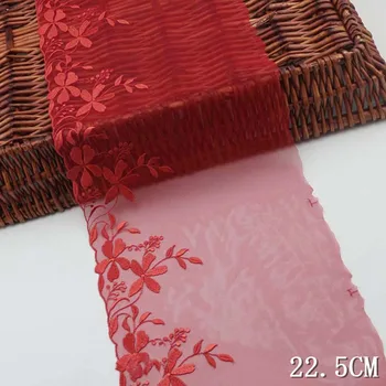 30Yards Branco de Malha Vermelho Bordado Lace Trim DIY Roupas de Costura, Artesanato Flor de Renda Bordada Para Lingerie Sutiã
