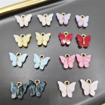 10 Pcs colorido bonito borboleta pingente de DIY fazer jóias brincos borboleta acessórios de jóias por atacado de DIY brinco conclusões