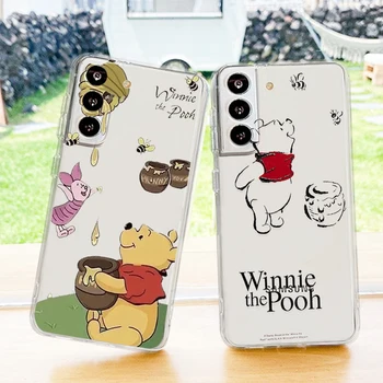 Disney Winnie the Pooh Arte de Telefone Case Para Samsung Galaxy S22 S20 S21 FE Ultra Lite Pro S10 S10E S9 S8 Mais de 5G Tampa Transparente