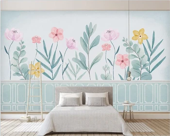 beibehang papel de parede Personalizado moderno nórdica verde aquarela folha de flores da planta do quarto de crianças de plano de fundo de papel de parede