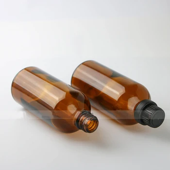 420pcs/monte âmbar de 100ml de óleo Essencial de garrafas reutilizáveis frasco de vidro preto com tampa de rosca para cosméticos embalagem Frete Grátis