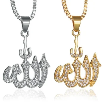 Árabe-Islâmica Muçulmana Rune Forma das Mulheres Pingente de Cristal Incrustada Pingente Religioso Rune Amuleto de Jóias