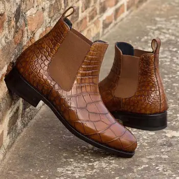 Homens clássico marrom botas Chelsea