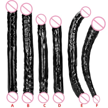 6 Estilo Black Super Grossa Simulação Da Dobro-Cabeça Do Pênis Longo Realista Dildo Flexível Pênis Grande Fêmea De Masturbação De Lésbicas Brinquedos