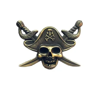 Alta Qualidade de Luxo Caribe Piratas do Emblema do Crânio Broche Motociclista de Moto es-Roupa, Chapéu Retro Colar de Metal Pin