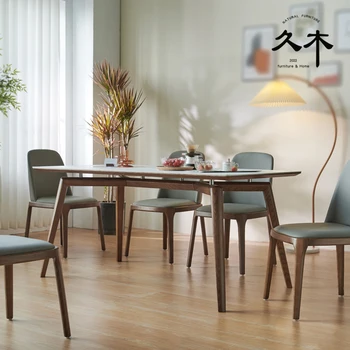 Escandinavos rock prato de mesa de jantar e cadeira italiano minimalista suspenso de madeira maciça mesa de jantar