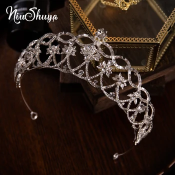 NiuShuya Novo Bling Casamento Coroa, Diadema Tiara Capacete De Cristal Elegante Mulher De Cabeça Para O Concurso De Festa