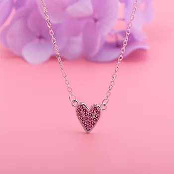 O japonês e o coreano jóias de pêssego colar coração das mulheres S Sterling cor de prata em forma de coração pingente para um amigo presente