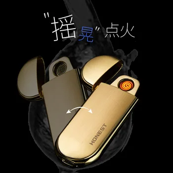 Novo Recarregável USB do Metal à prova de Vento mais leve e Ultra-Fino Personalidade Criativa Eletrônico do Isqueiro do Cigarro Acessórios Homens do Presente