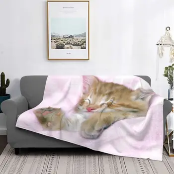 Bonito Dormir Gato Cobertor 3D-impresso animal de Estimação Crianças de Flanela Jogar Cobertor Quarto Sofá de Impressão Ultra-Suaves Colchas