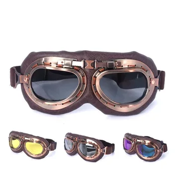 Brown Vintage, Óculos de proteção da Motocicleta Moto Óculos Retro Capacete de Ciclismo de Óculos de Desporto de Poeira proteção para os Olhos de Couro de Tons