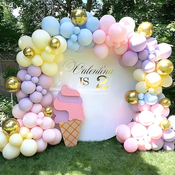 122 peças coloridas de macaron de arco de balão kit de chuveiro do bebê pastel arco-íris partido orgânico balão garland parede
