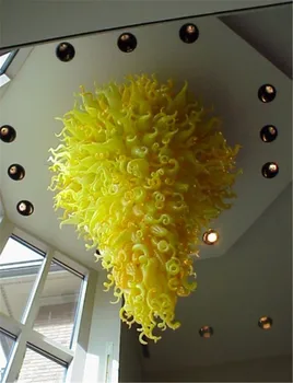 Moderna Amarelo Pingente de Lâmpadas para a Sala de Decoração da Arte do Chihuly Soprado Lustre de Vidro Murano