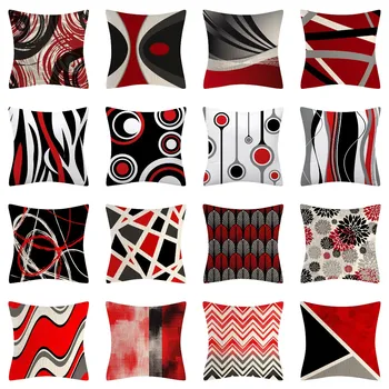 Moderno Vermelho Preto Pintura Abstrata, Roupa De Capas De Almofada Nórdicos Geométricas Simples Travesseiros Caso, Sala De Estar E Sofá Almofadas Decorativas
