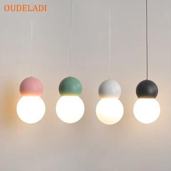 Nordic Vidro luminária 4 cores de Cozinha Pendurados Luz para o Quarto Sala Casa Decoração Interior