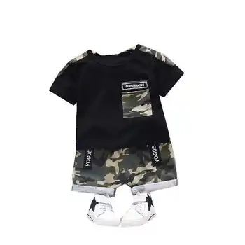 Crianças de Camuflagem Roupas de Verão Bebê Meninos Meninas do Algodão do T-Shirt, Shorts de 2Pcs/jogos Kid Infantil Vestuário de Criança Casual de Sportswear