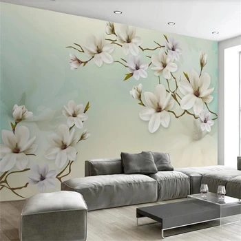 Personalizado grandes 3d papel de parede elegante flor de magnolia simples PLANO de fundo de parede sala quarto mural papel de pared обои