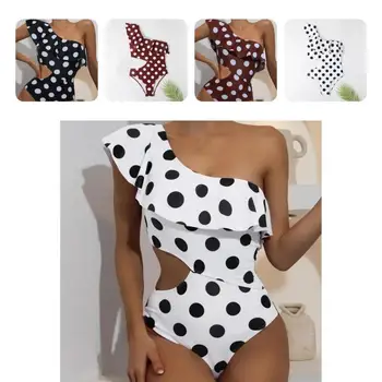 Beachwear Lindo Folho de Borda maiô de Um Ombro Monokini Bodycon para Esportes aquáticos