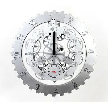 Grande Engrenagem de Relógio de Parede Moderno 3d Meatl de Luxo, Relógios de Sala Silenciosa Mecânico Relógio de Parede Design Moderno e Decoração de Escritório Childern