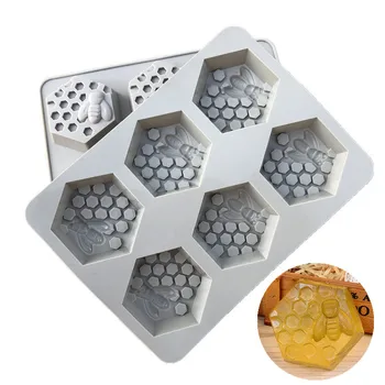 Novas e Criativas de 6 Furos de Abelhas de Mel do Favo de mel de Silicone Sabão Molde DIY Artesanal 3D Molde de Bolo de Fácil Demolding a fabricação de Sabão Artesanal K131