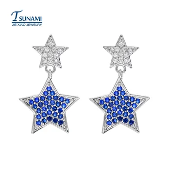 Effie nova tendência da moda de luxo brincos em 2018 Estrela de Cinco pontas com o Ponto de broca Pingente jóias Brincos