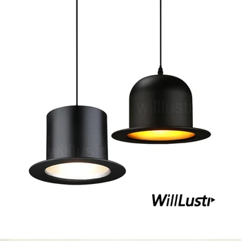 JEEVES WOOSTER de alumínio chapéu lâmpada de suspensão de boné preto pingente de luz pendurado iluminação da sala de jantar salão de loja de roupas restaurante do hotel